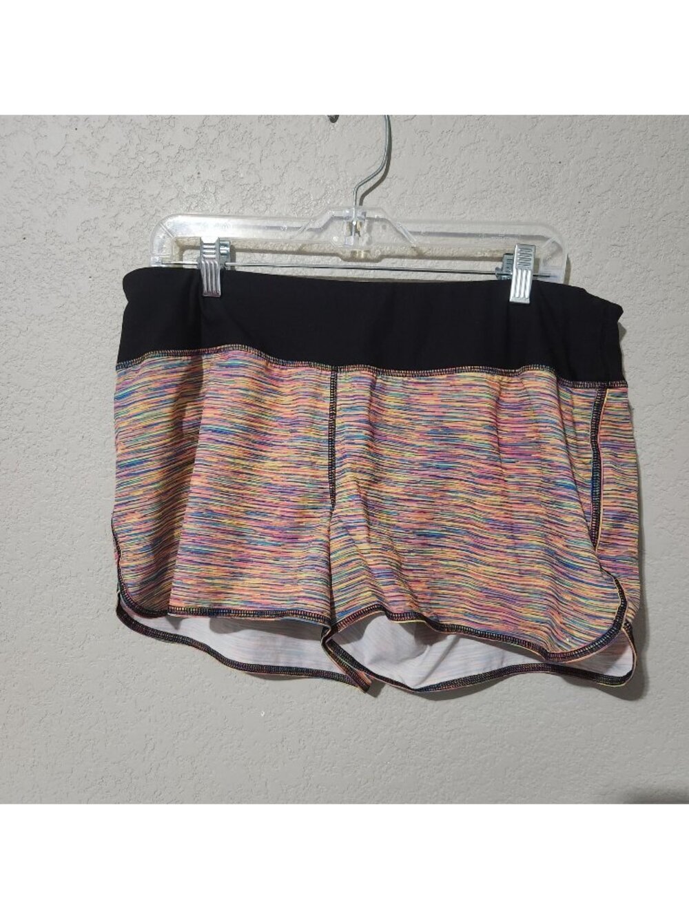 Ideology Womens Running Shorts Size L Multicolor Striped Pattern
